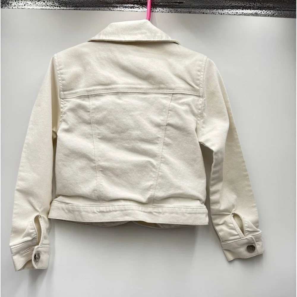 Gymboree Girls Ivory Stretch Denim Jean Jacket Size S 5-6 Button Front
